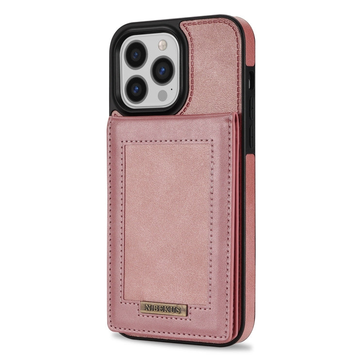 For iPhone 14 Pro N.BEKUS Vertical Flip Card Slot RFID Phone Case(Rose Gold) - HoMEdemic™ 