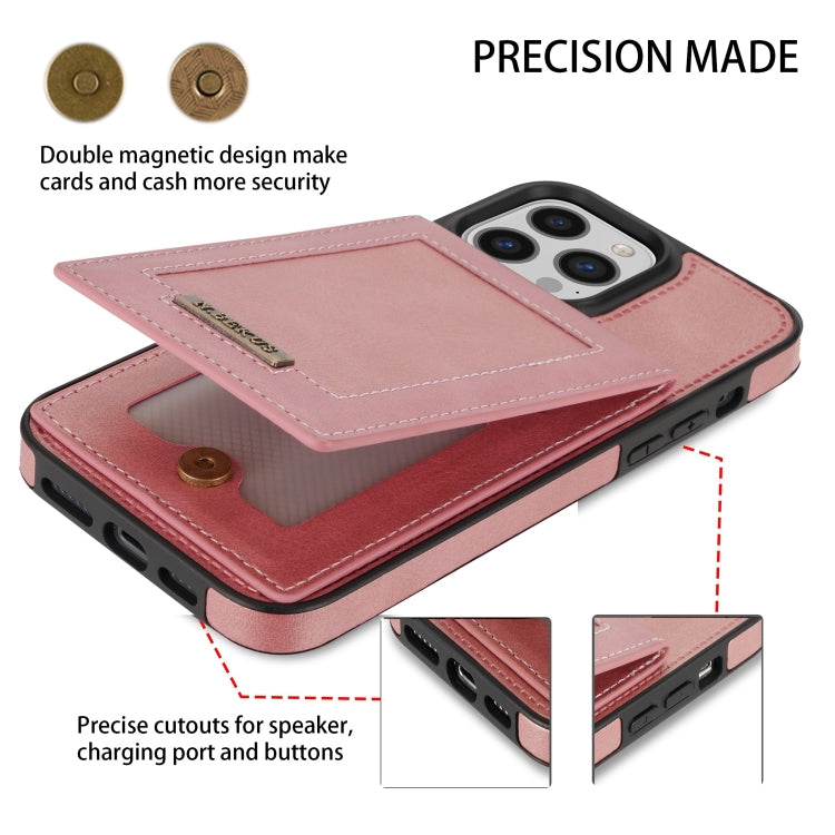 For iPhone 14 Pro N.BEKUS Vertical Flip Card Slot RFID Phone Case(Rose Gold) - HoMEdemic™ 