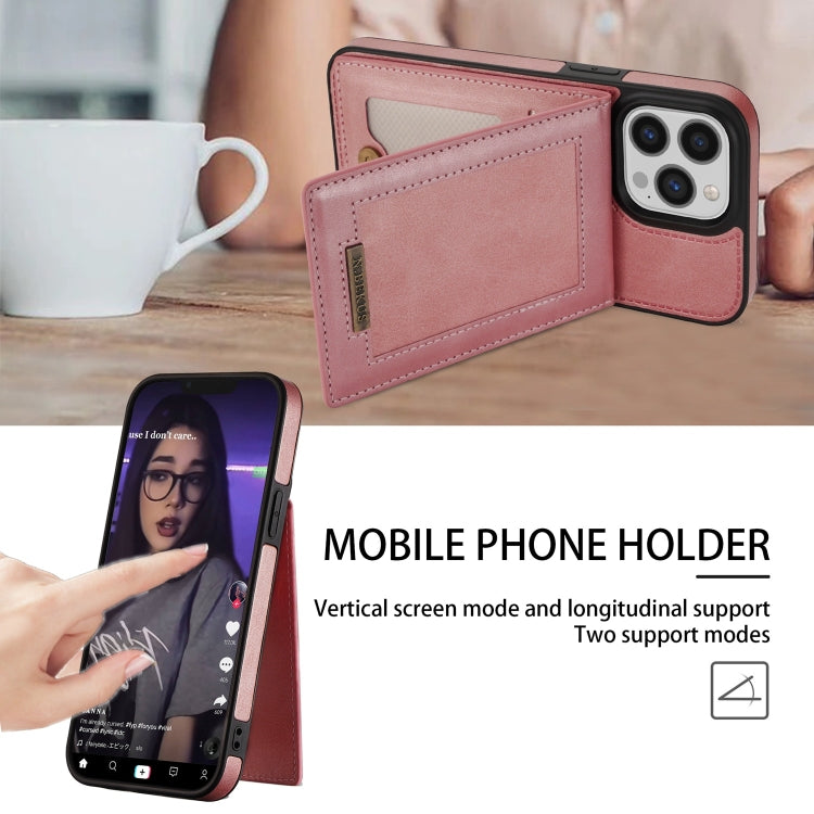 For iPhone 14 Pro N.BEKUS Vertical Flip Card Slot RFID Phone Case(Rose Gold) - HoMEdemic™ 