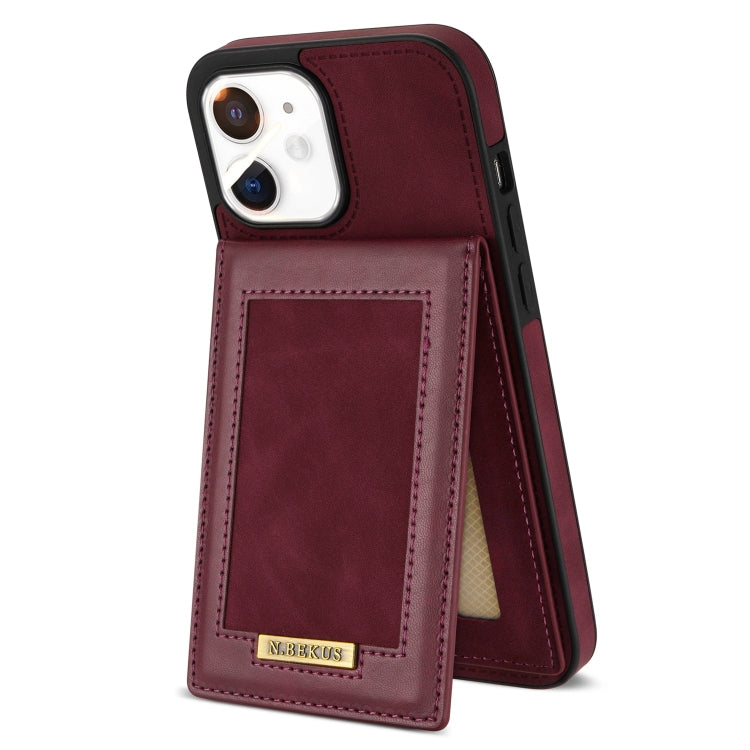 For iPhone 11 N.BEKUS Vertical Flip Card Slot RFID Phone Case (Wine Red) - HoMEdemic™ 