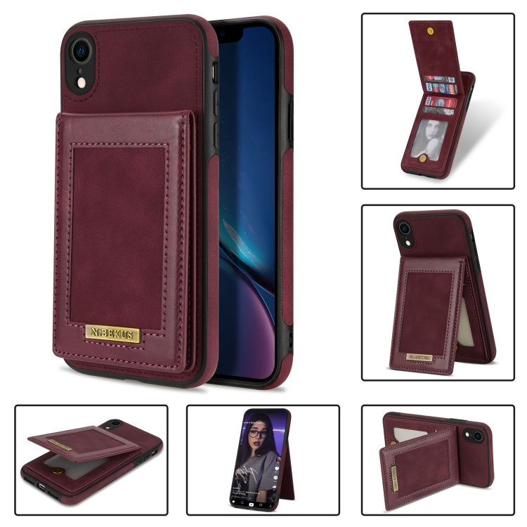 For iPhone XR N.BEKUS Vertical Flip Card Slot RFID Phone Case(Wine Red) - HoMEdemic™ 