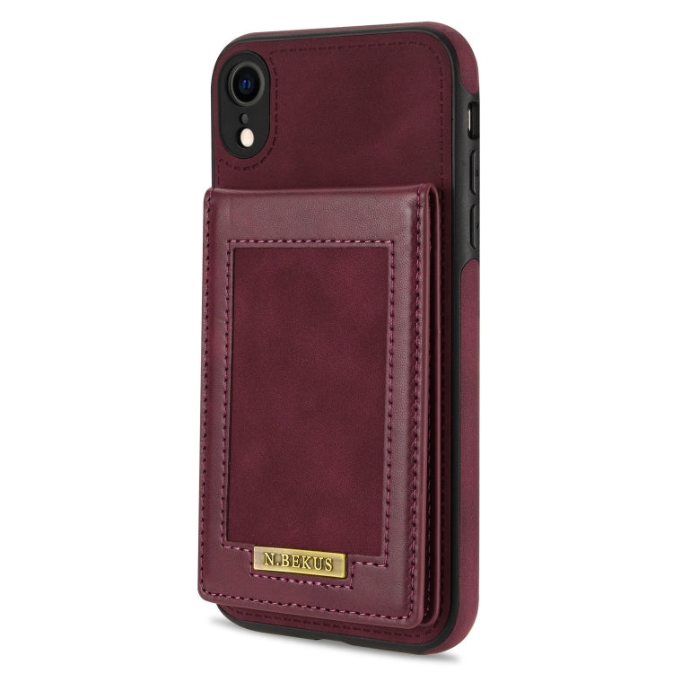 For iPhone XR N.BEKUS Vertical Flip Card Slot RFID Phone Case(Wine Red) - HoMEdemic™ 