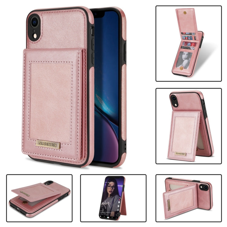 For iPhone XR N.BEKUS Vertical Flip Card Slot RFID Phone Case(Rose Gold) - HoMEdemic™ 
