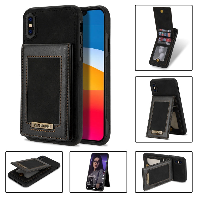 For iPhone X / XS N.BEKUS Vertical Flip Card Slot RFID Phone Case(Black) - HoMEdemic™ 