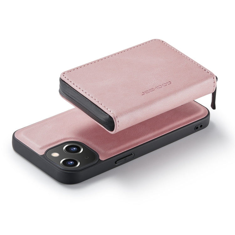 For iPhone 14 JEEHOOD Magnetic Zipper Wallet Leather Phone Case (Pink) - HoMEdemic™ 