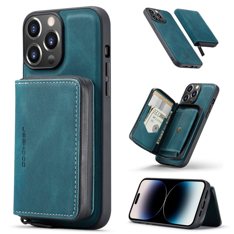 For iPhone 14 Pro JEEHOOD Magnetic Zipper Wallet Leather Phone Case(Blue) - HoMEdemic™ 