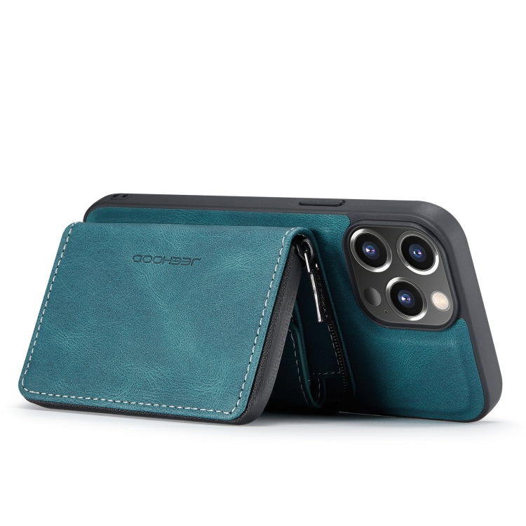 For iPhone 14 Pro JEEHOOD Magnetic Zipper Wallet Leather Phone Case(Blue) - HoMEdemic™ 