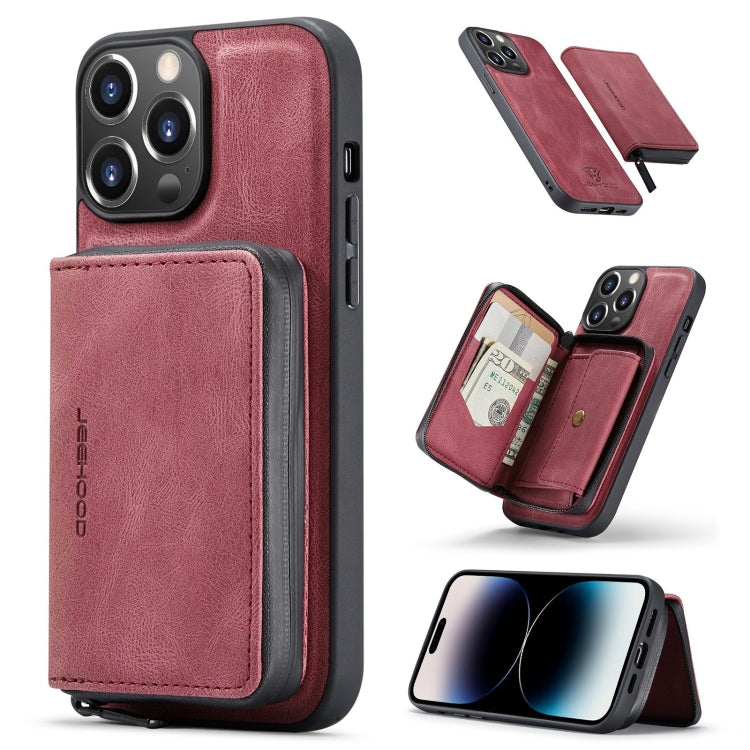For iPhone 14 Pro JEEHOOD Magnetic Zipper Wallet Leather Phone Case(Red) - HoMEdemic™ 