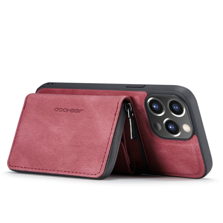 For iPhone 14 Pro JEEHOOD Magnetic Zipper Wallet Leather Phone Case(Red) - HoMEdemic™ 