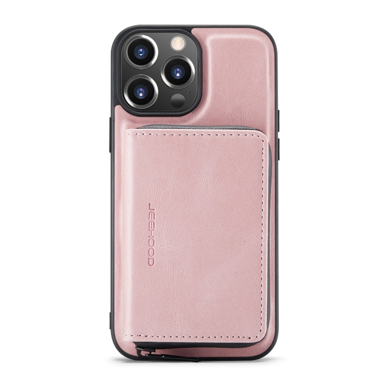 For iPhone 14 Pro JEEHOOD Magnetic Zipper Wallet Leather Phone Case(Pink) - HoMEdemic™ 
