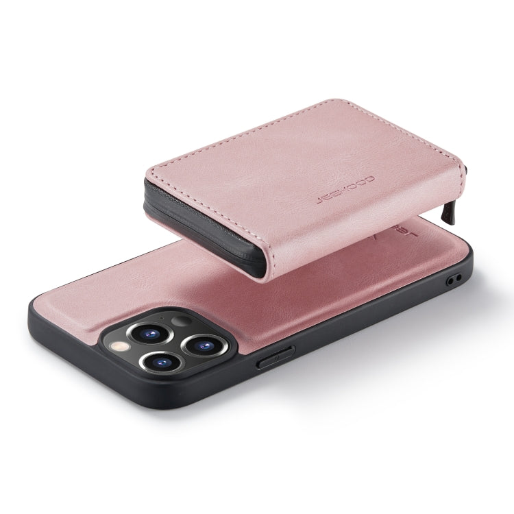 For iPhone 14 Pro JEEHOOD Magnetic Zipper Wallet Leather Phone Case(Pink) - HoMEdemic™ 