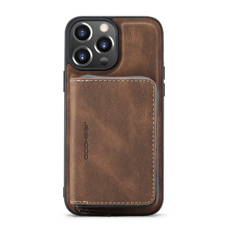 For iPhone 14 Pro Max JEEHOOD Magnetic Zipper Wallet Leather Phone Case (Brown) - HoMEdemic™ 