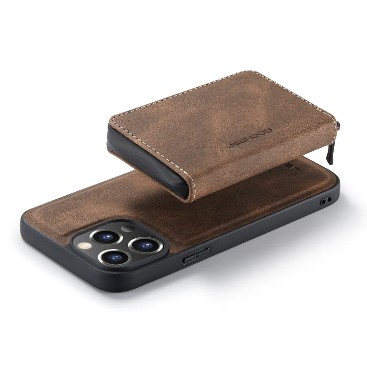 For iPhone 14 Pro Max JEEHOOD Magnetic Zipper Wallet Leather Phone Case (Brown) - HoMEdemic™ 