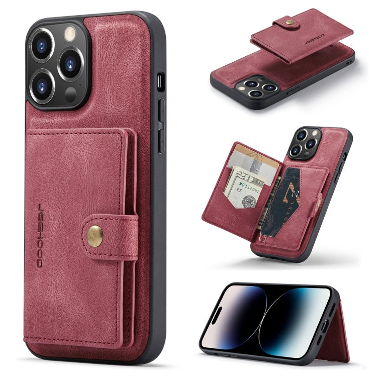 For iPhone 14 Pro JEEHOOD Retro Magnetic Detachable Leather Phone Case(Red) - HoMEdemic™ 