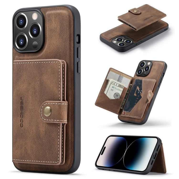 For iPhone 14 Pro JEEHOOD Retro Magnetic Detachable Leather Phone Case(Brown) - HoMEdemic™ 