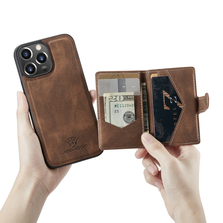 For iPhone 14 Pro JEEHOOD Retro Magnetic Detachable Leather Phone Case(Brown) - HoMEdemic™ 