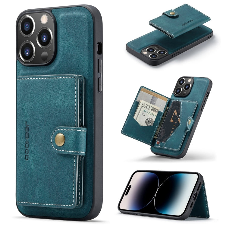 For iPhone 14 Pro JEEHOOD Retro Magnetic Detachable Leather Phone Case(Blue) - HoMEdemic™ 