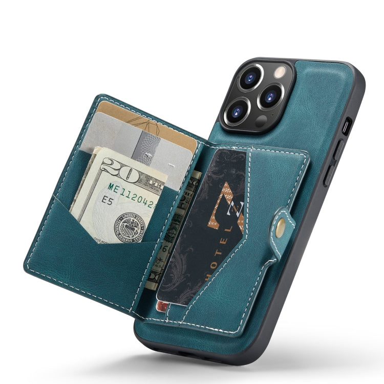 For iPhone 14 Pro JEEHOOD Retro Magnetic Detachable Leather Phone Case(Blue) - HoMEdemic™ 