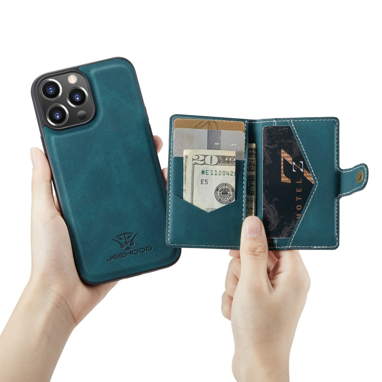 For iPhone 14 Pro JEEHOOD Retro Magnetic Detachable Leather Phone Case(Blue) - HoMEdemic™ 