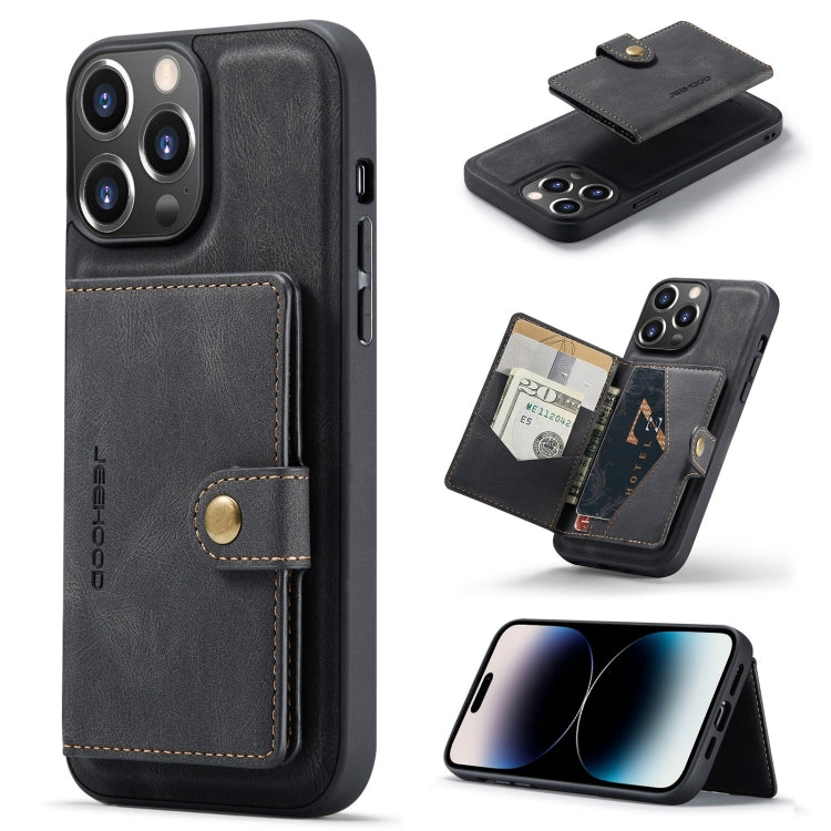 For iPhone 14 Pro JEEHOOD Retro Magnetic Detachable Leather Phone Case(Black) - HoMEdemic™ 