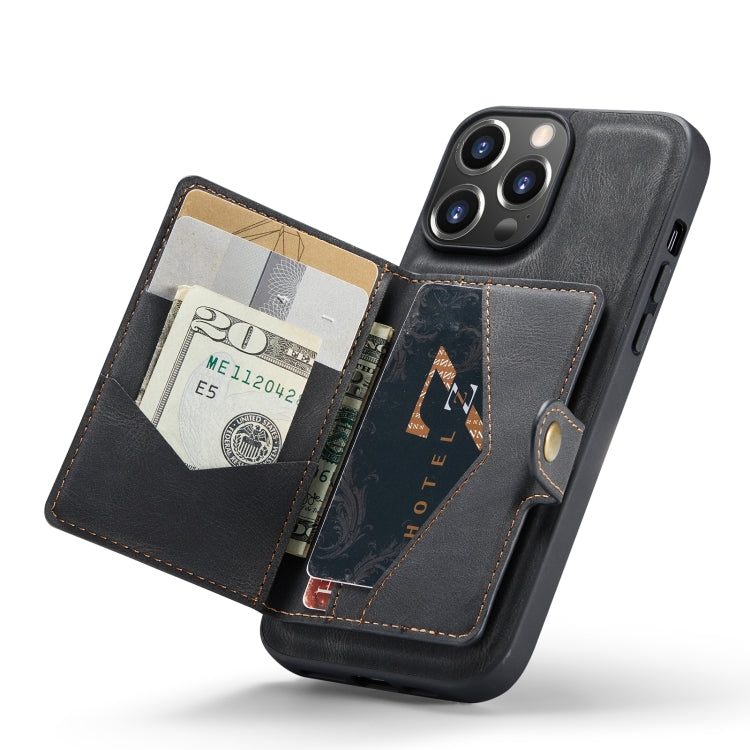 For iPhone 14 Pro JEEHOOD Retro Magnetic Detachable Leather Phone Case(Black) - HoMEdemic™ 
