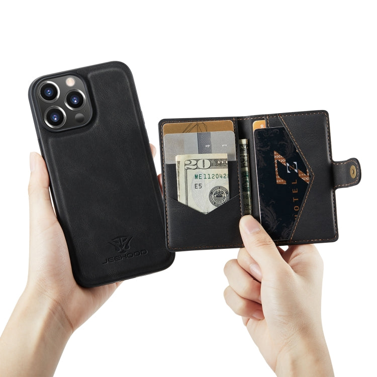 For iPhone 14 Pro JEEHOOD Retro Magnetic Detachable Leather Phone Case(Black) - HoMEdemic™ 