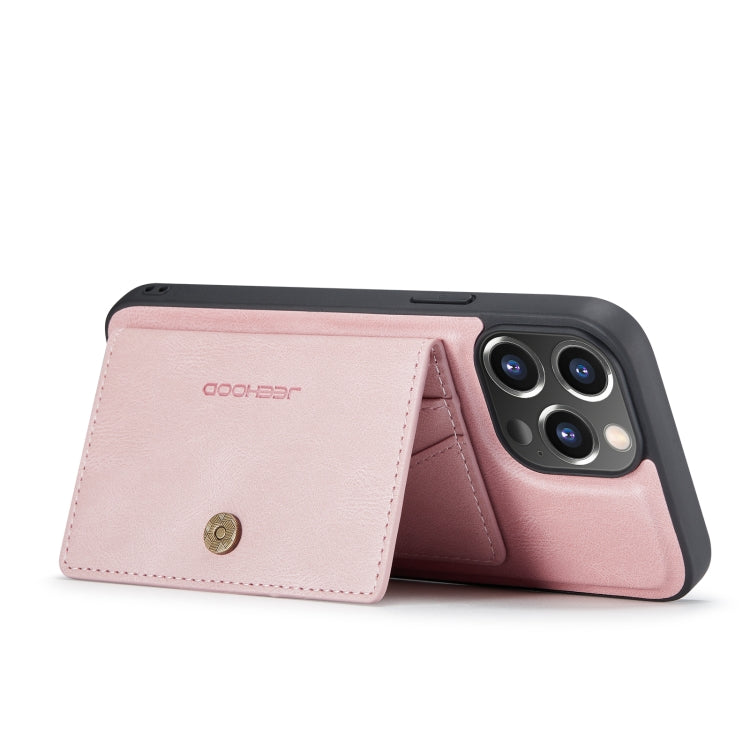 For iPhone 14 Pro JEEHOOD Retro Magnetic Detachable Leather Phone Case(Pink) - HoMEdemic™ 