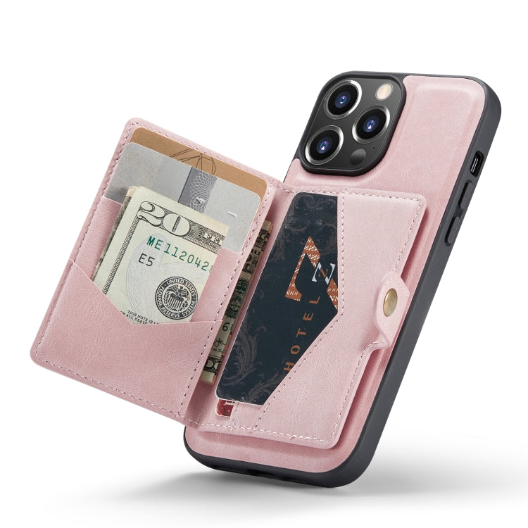 For iPhone 14 Pro JEEHOOD Retro Magnetic Detachable Leather Phone Case(Pink) - HoMEdemic™ 