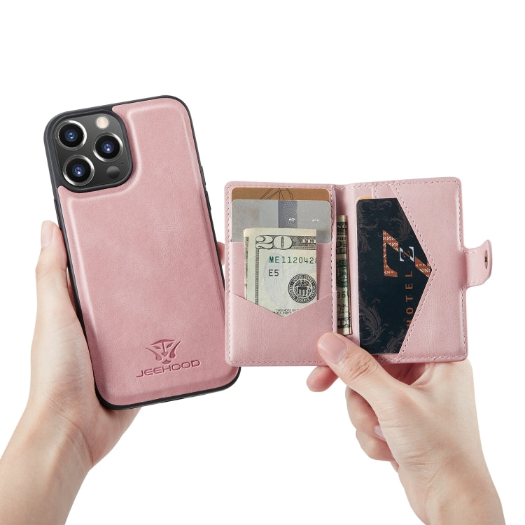 For iPhone 14 Pro JEEHOOD Retro Magnetic Detachable Leather Phone Case(Pink) - HoMEdemic™ 