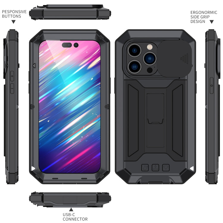 For iPhone 14 Pro R-JUST Shockproof Life Waterproof Dust-proof Case(Black) - HoMEdemic™ 