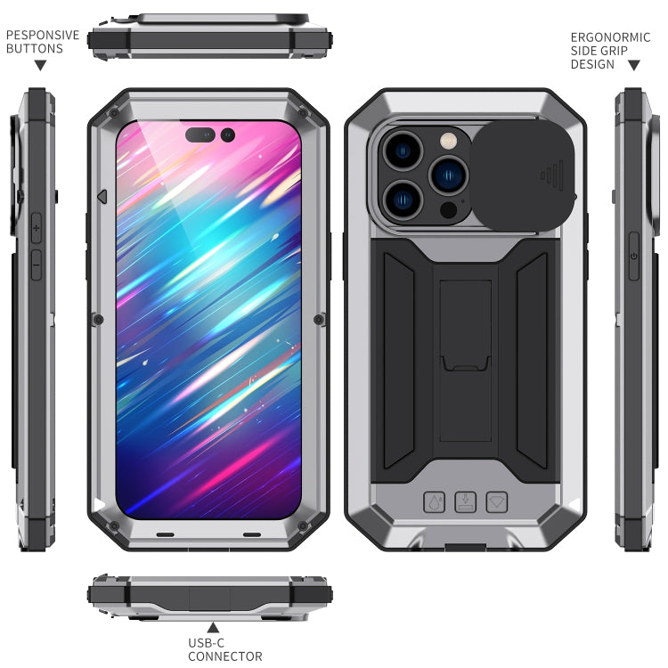 For iPhone 14 Pro Max R-JUST Shockproof Life Waterproof Dust-proof Case (Silver) - HoMEdemic™ 
