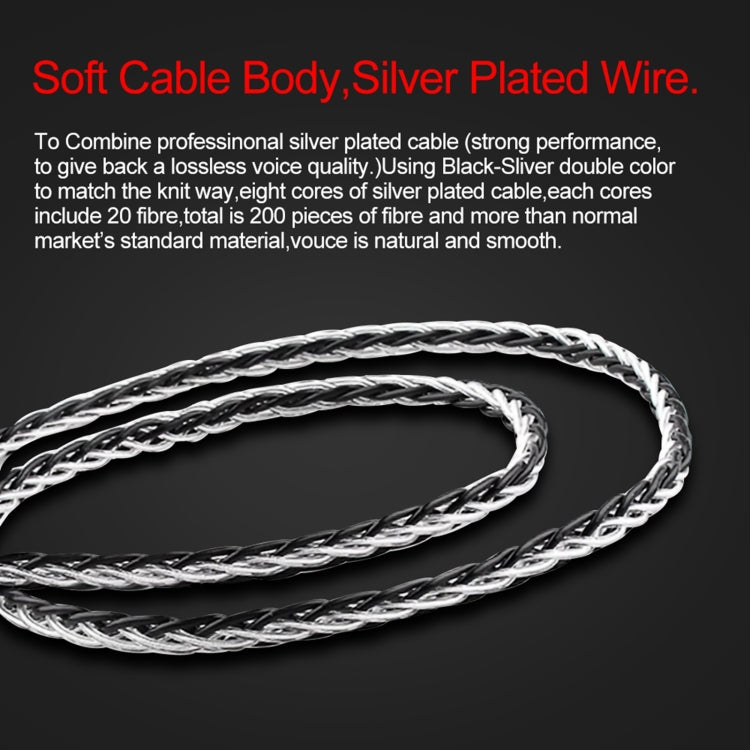 CVJ-CVM 1.2m 8 Core TC Silver Plated MMCX HIFI Earphone Update Cable, Style:With Mic - HoMEdemic™ 