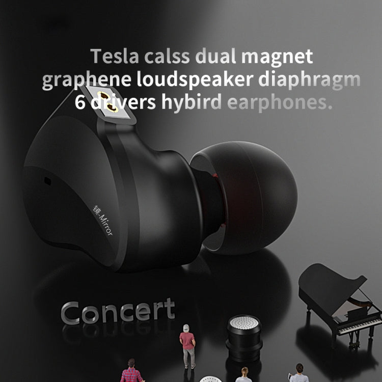 CVJ Mirror Hybrid Technology HiFi Music Wired Earphone With Mic(Black) - HoMEdemic™ 
