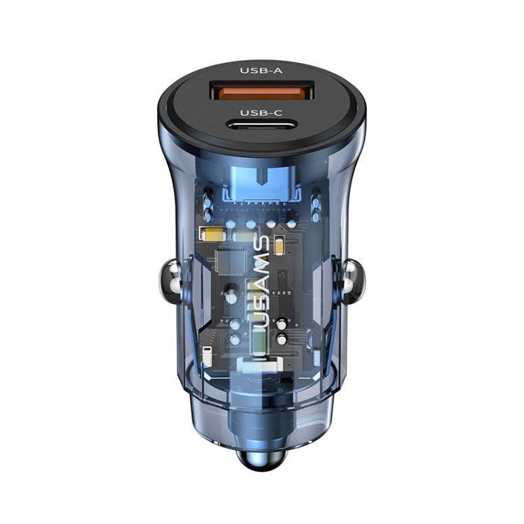 USAMS US-CC164 C32 30W Transparent Dual Port Mini Car Charger(Blue) - HoMEdemic™ 