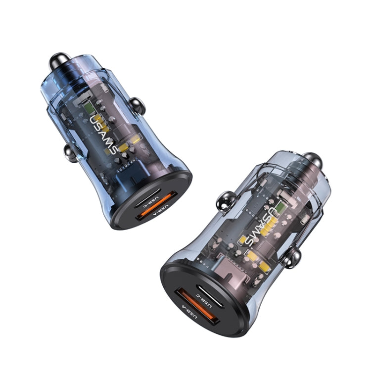 USAMS US-CC164 C32 30W Transparent Dual Port Mini Car Charger(Blue) - HoMEdemic™ 