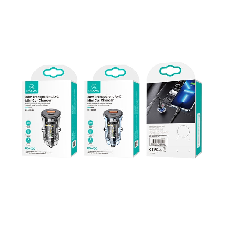 USAMS US-CC164 C32 30W Transparent Dual Port Mini Car Charger(Blue) - HoMEdemic™ 