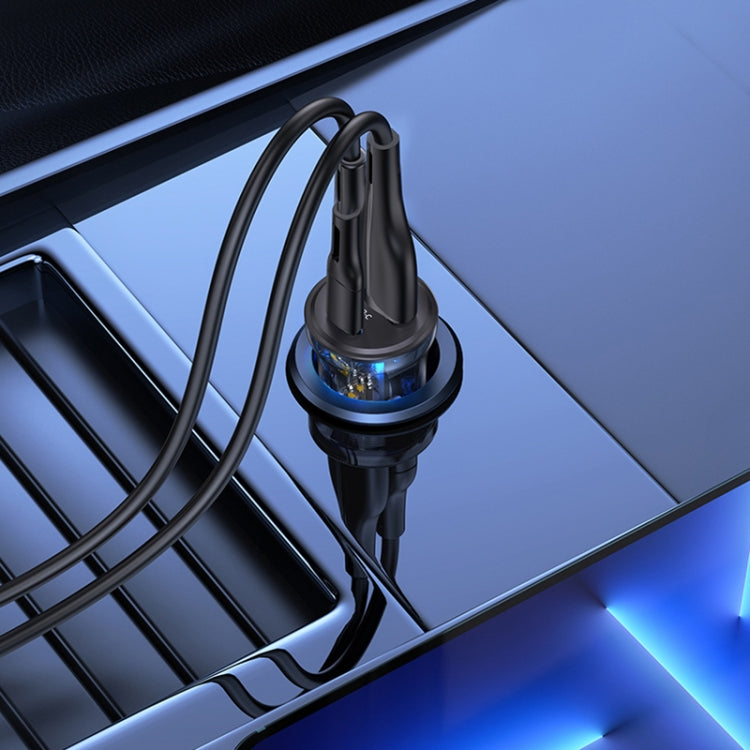 USAMS US-CC164 C32 30W Transparent Dual Port Mini Car Charger(Blue) - HoMEdemic™ 