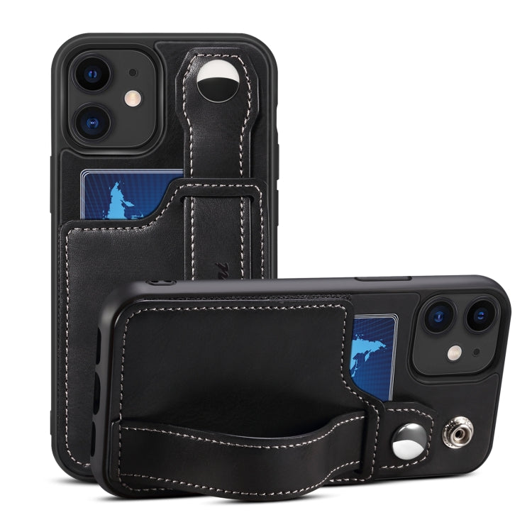 For iPhone 12 Suteni 215 Wrist Strap PU Phone Case(Black) - HoMEdemic™ 