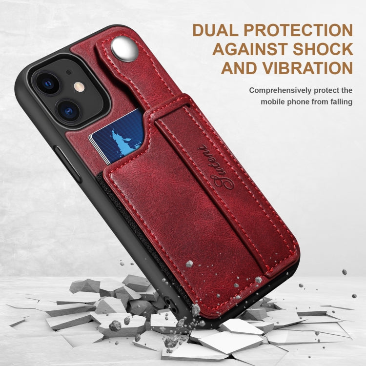 For iPhone 12 Suteni 215 Wrist Strap PU Phone Case(Red) - HoMEdemic™ 