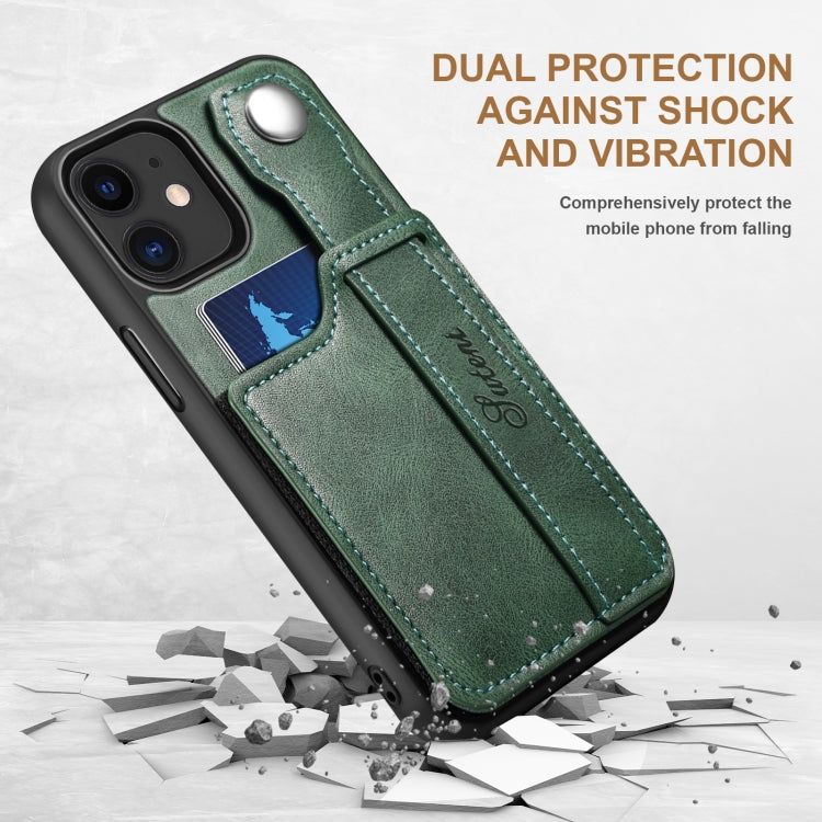 For iPhone 12 Suteni 215 Wrist Strap PU Phone Case(Green) - HoMEdemic™ 