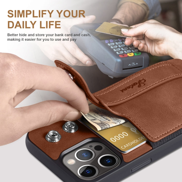 For iPhone 12 Pro Suteni 215 Wrist Strap PU Phone Case(Brown) - HoMEdemic™ 