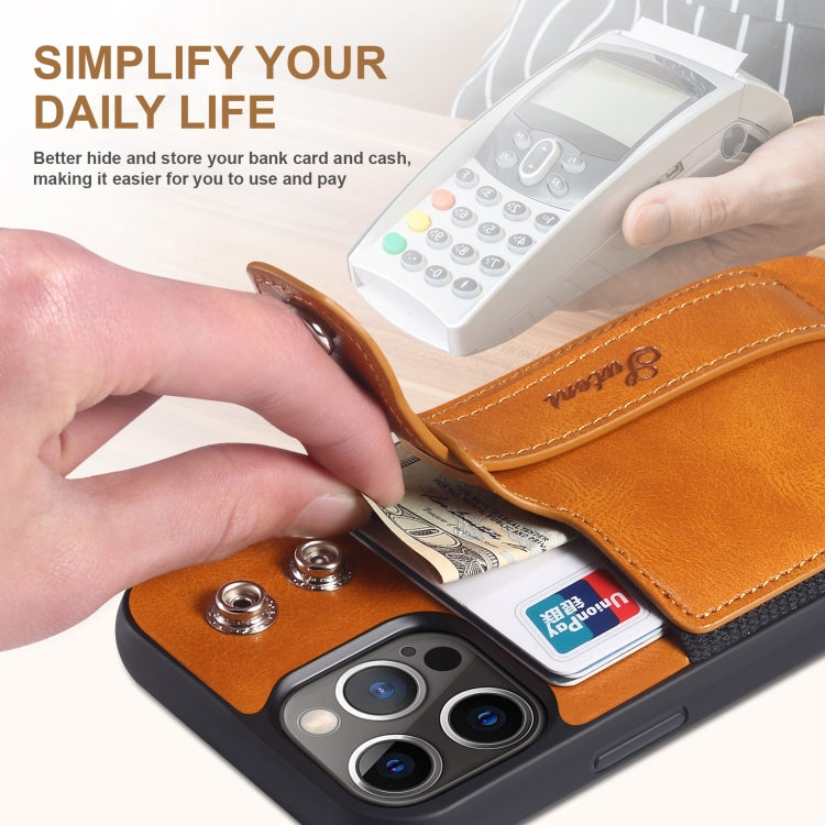 For iPhone 12 Pro Suteni 215 Wrist Strap PU Phone Case(Khaki) - HoMEdemic™ 