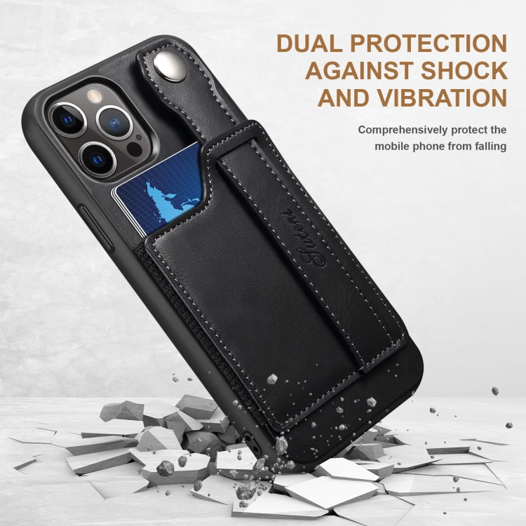 For iPhone 12 Pro Max Suteni 215 Wrist Strap PU Phone Case(Black) - HoMEdemic™ 