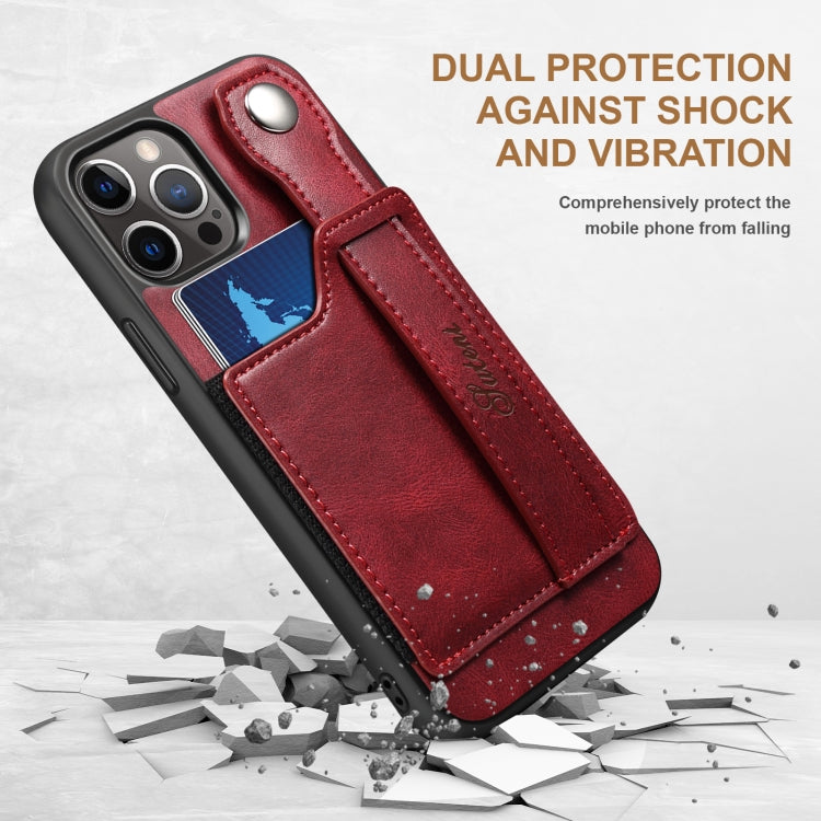 For iPhone 12 Pro Max Suteni 215 Wrist Strap PU Phone Case(Red) - HoMEdemic™ 