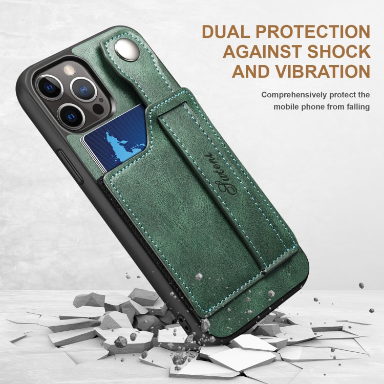 For iPhone 12 Pro Max Suteni 215 Wrist Strap PU Phone Case(Green) - HoMEdemic™ 