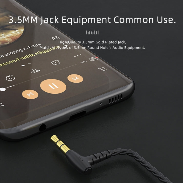 CVJ V2 1.25m Oxygen-free Copper Original 3.5mm Elbow Earphone Cable, Style:0.75mm No Mic(Black) - HoMEdemic™ 