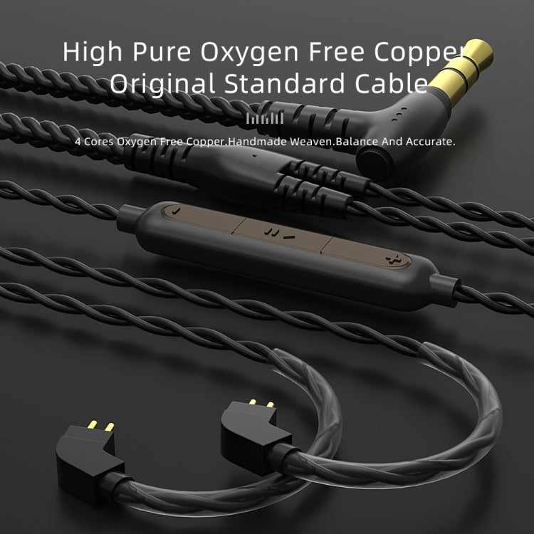 CVJ V2 1.25m Oxygen-free Copper Original 3.5mm Elbow Earphone Cable, Style:0.78mm with Mic(Black) - HoMEdemic™ 