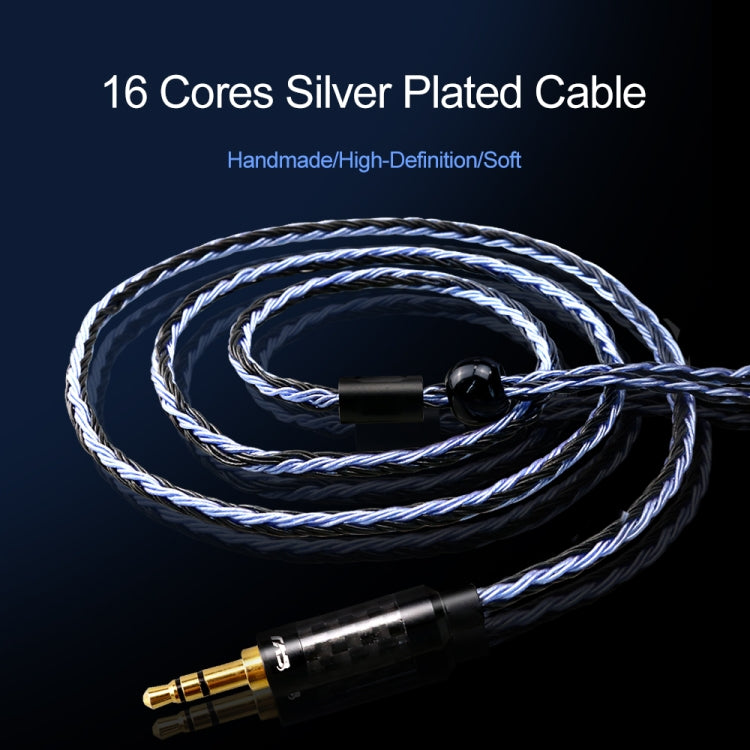 CVJ V3 1.2m 16 Cores Silver-plated 3.5mm Earphone Cable, Style:0.75mm(Black-Blue) - HoMEdemic™ 