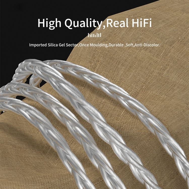 CVJ V7 1.25m 4-Cores Silver-plated 3.5mm Elbow Earphone Cable, Model:0.78mm No Mic(Silver) - HoMEdemic™ 
