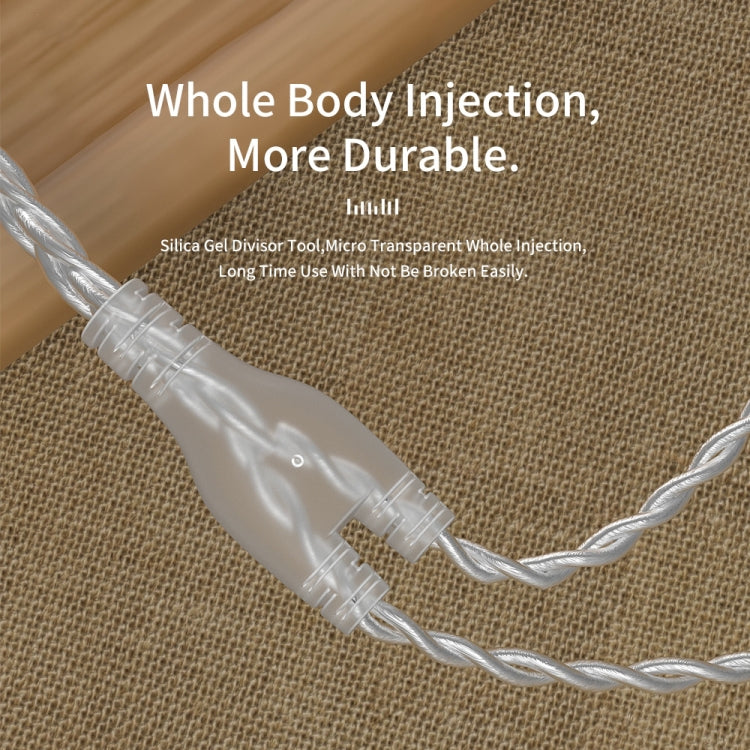 CVJ V7 1.25m 4-Cores Silver-plated 3.5mm Elbow Earphone Cable, Model:0.78mm No Mic(Silver) - HoMEdemic™ 